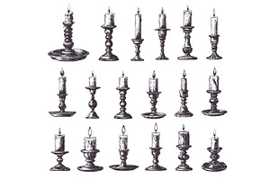 Hand drawn candle holder set, an Object Illustration by Stock-Smart-Start