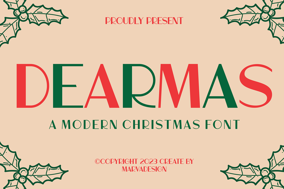 Dearmas - A Modern Christmas Font, a Sans Serif Font by Marvadesign (Photo 1 of 5)