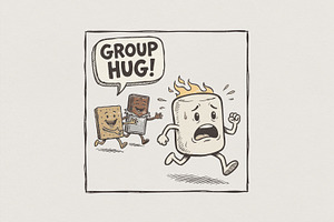Group Hug! PNG, Funny Smores, an Illustration by SharpMarketplace