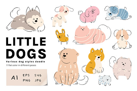 Cute dog breeds vector set, an Animal Illustration by Vectorwins Premium Shop
