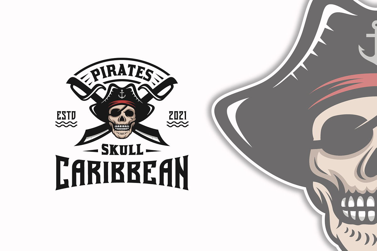 Pirates skull mascot logo design, a Branding & Logo Template by Agung_cs