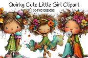 Quirky Cute Little Girl Clipart, an Illustration by Daily.Designs (Thumbnail 1 of 7)