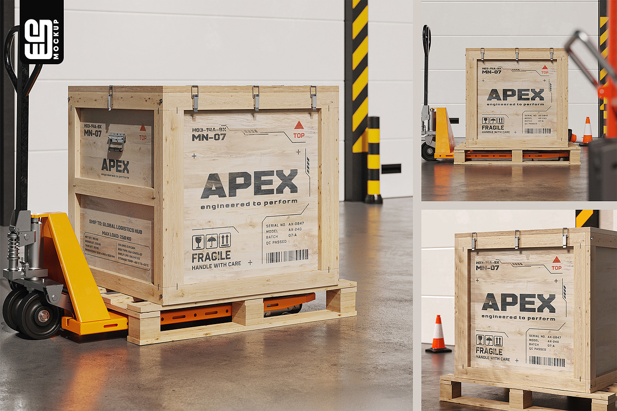 Wooden Shipping Crate Mockup, an Advertising Mockup by SD Mockup (Photo 1 of 5)