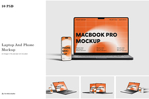 Laptop And Phone Mockup, a Wearable Device Mockup by scribrostudio