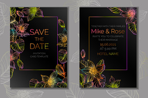 Floral Wedding Invitation Template.