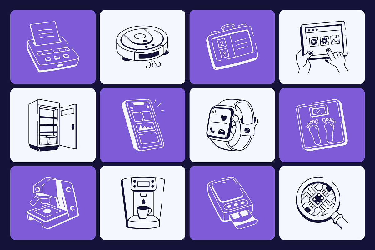 Animated Technology Doodle Icon Set, an Outline Icon by Vectors Market (Photo 3 of 5)