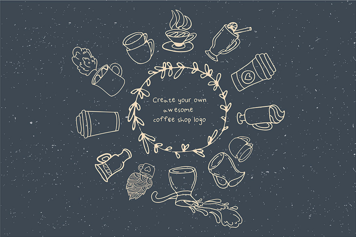 Doodle coffee shop logo creator, an Object Graphic by Sentimental postman (Photo 2 of 5)