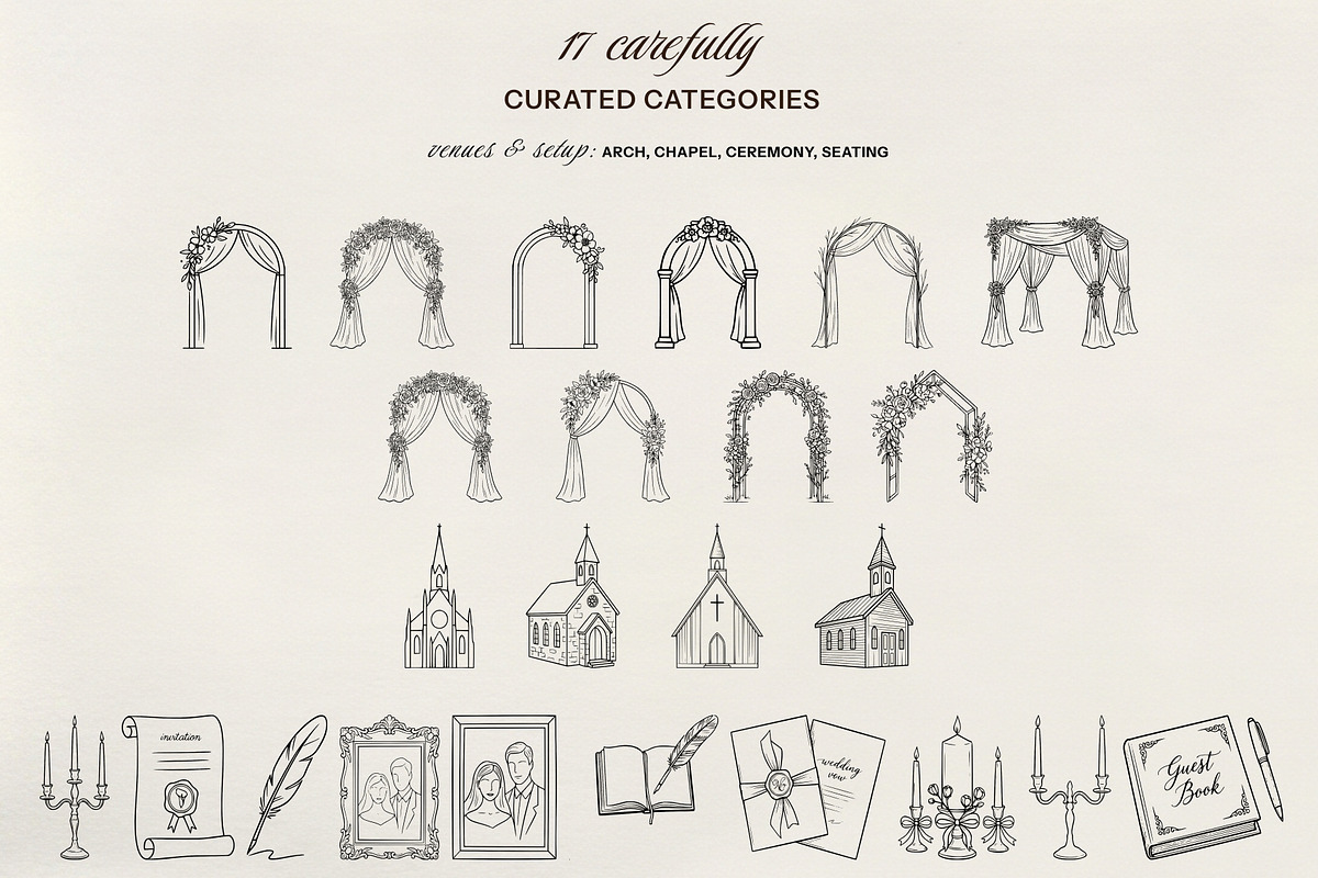 277 Hand Drawn Wedding Icons, an Object Graphic by OliaMuseDesign (Photo 2 of 8)