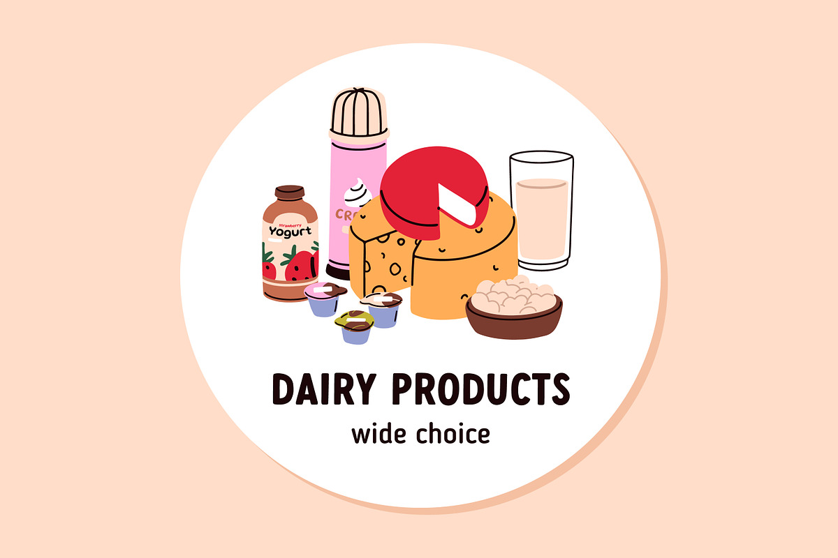 Dairy food products, milk drinks set, a Food Illustration by Good Studio (Photo 7 of 11)