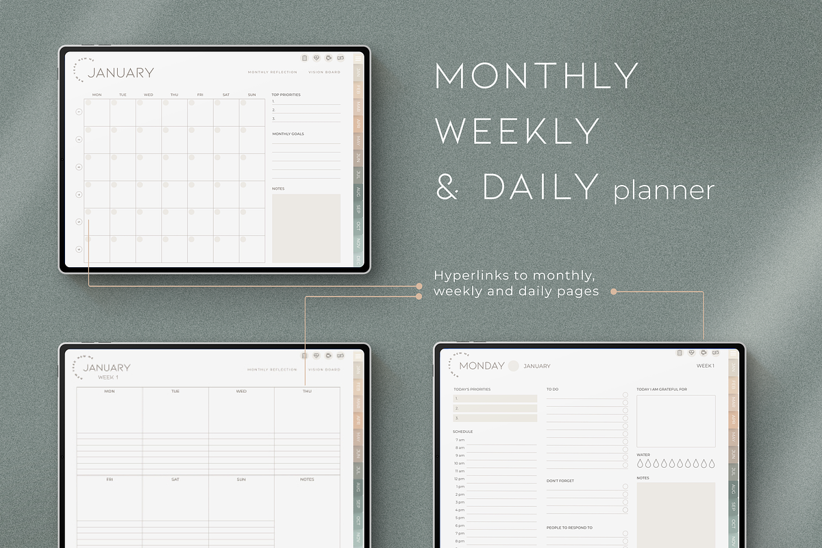 Undated Digital Planner iPad, a Websites & App Template by Makii Templates (Photo 5 of 10)