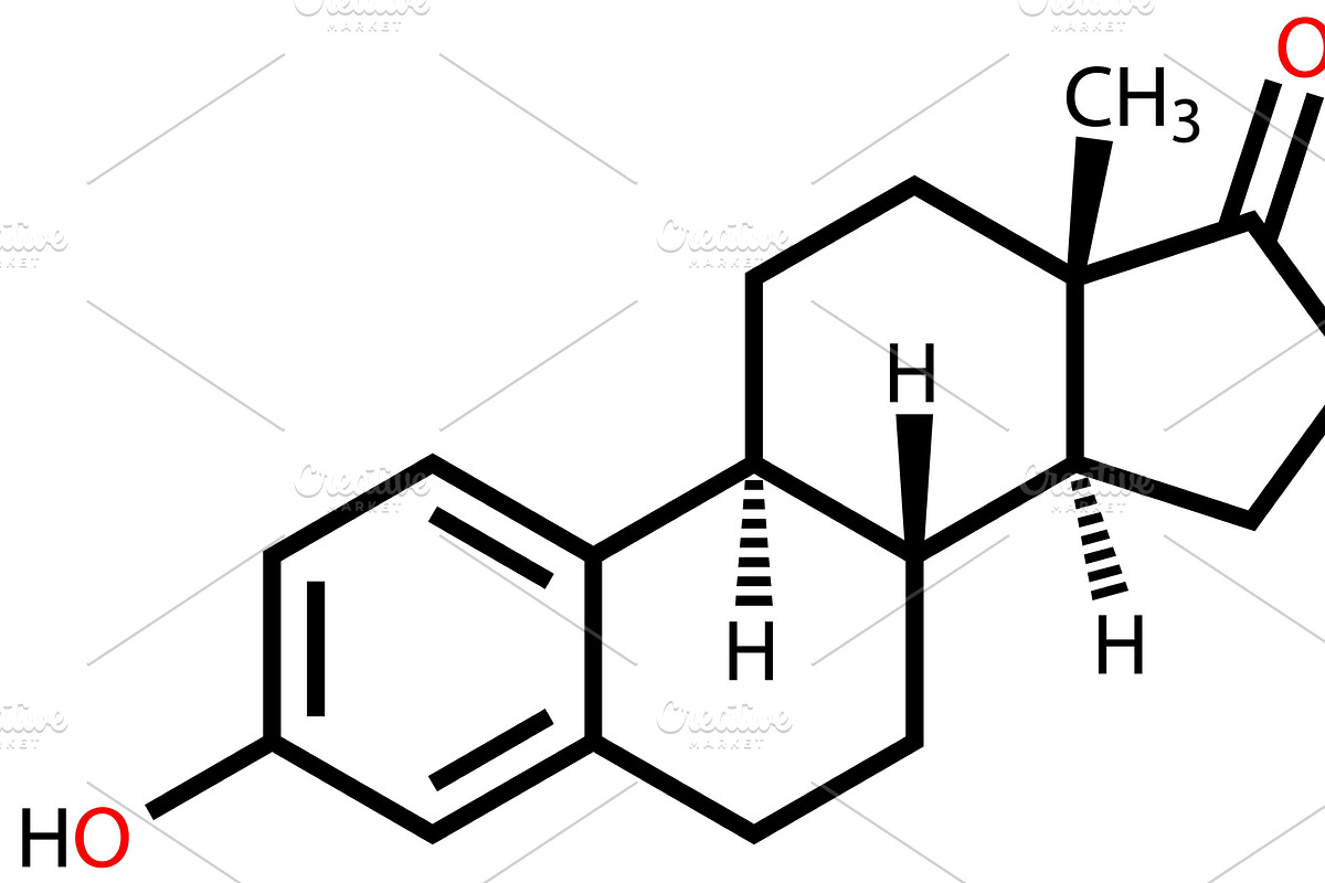 Sex hormone estrone structural formu, a Healthcare Illustration by Leonid Andronov