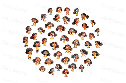 Kids different facial expressions, a Person Illustration by Bubert Art
