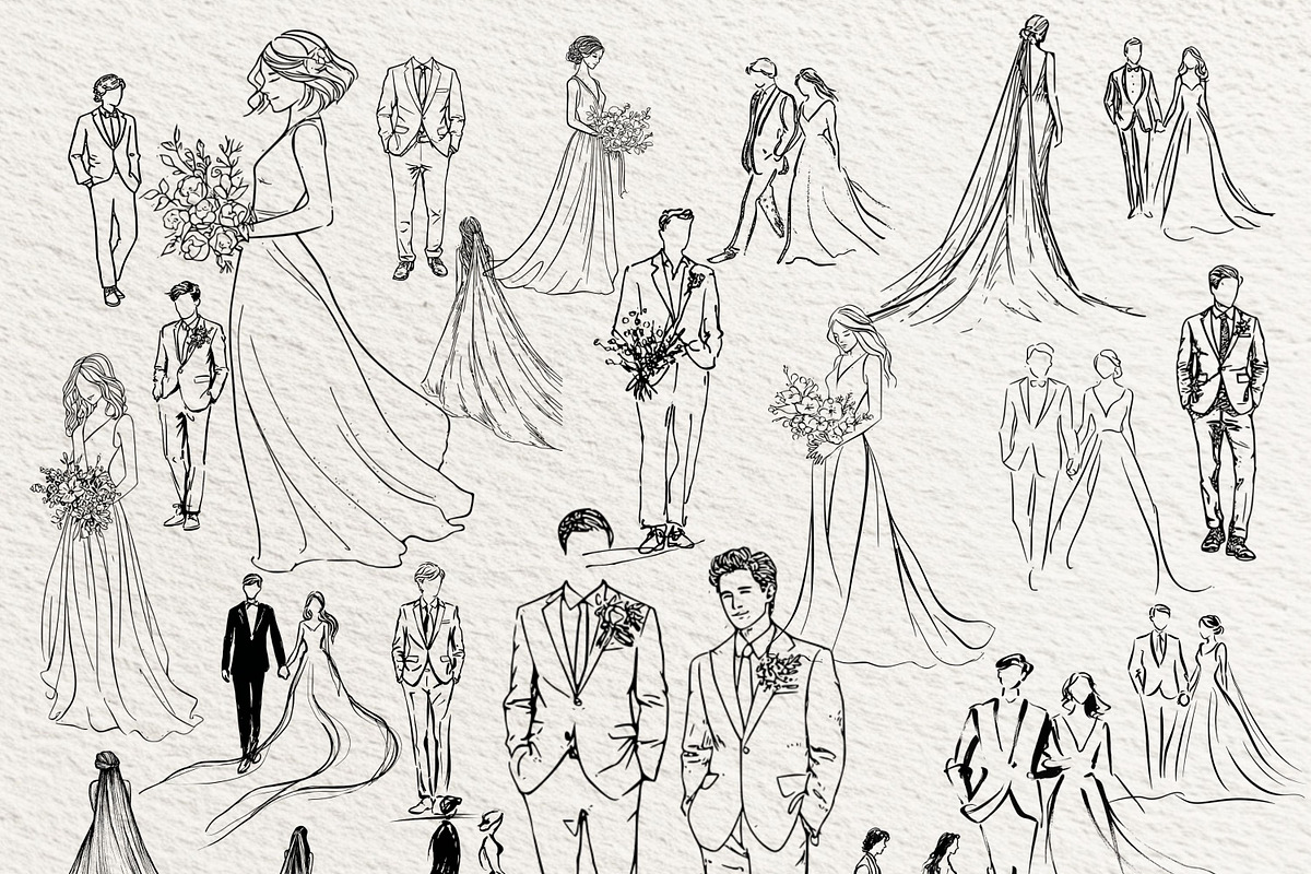 Wedding Clipart Icons Line Art black, a Person Illustration by artinspirestudio (Photo 4 of 9)