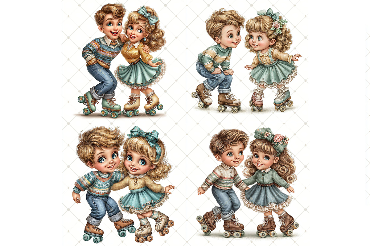 Roller Skating Couple Clipart JPG, a Person Illustration by Memories By Lea (Photo 5 of 18)