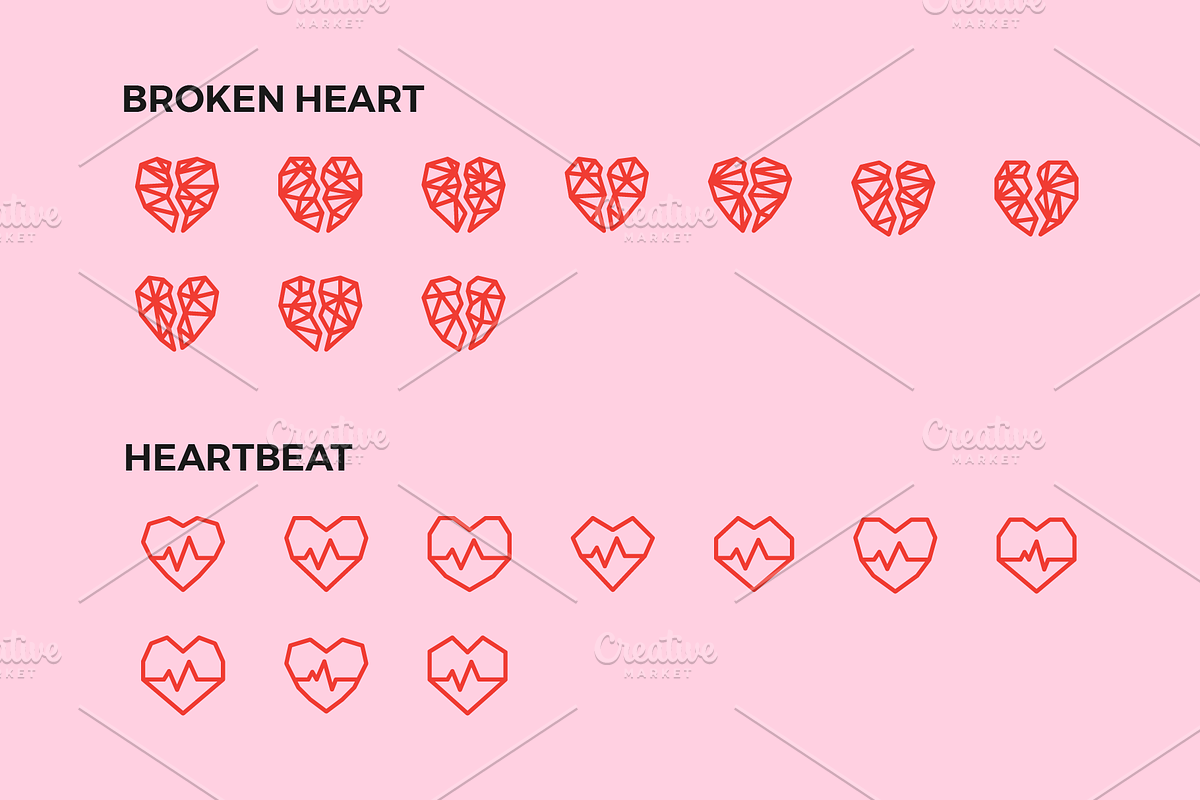 70 Geometric Hearts Logo, an Outline Icon by Abstracto-Create (Photo 7 of 8)