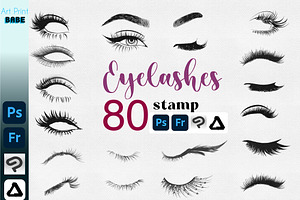 Photoshop Eyelashes Clip Studio Art, a Brush Add-On by ArtPrintBabe