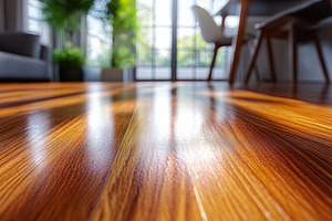 Close-up view of polished wooden floor reflecting light in a modern, bright liv, a Background Photo by ImageMir