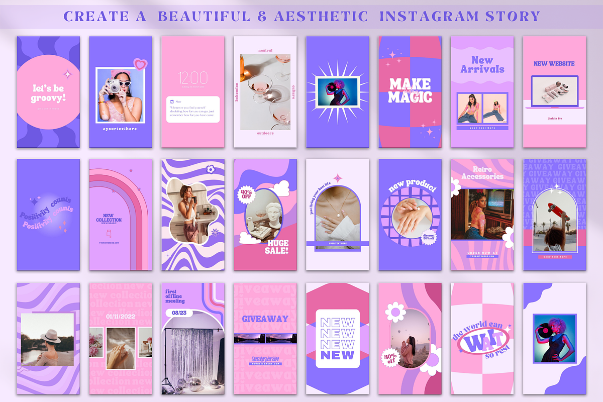 Retro Instagram Story Template Canva, a Social Media Template by Boltik Studio (Photo 3 of 8)