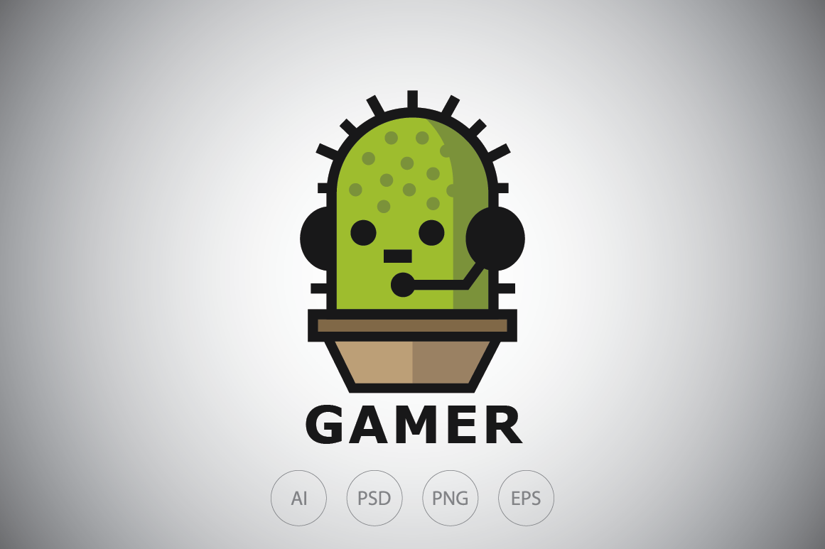 Cactus Gamer Logo Template, a Branding & Logo Template by Heavtryq Design