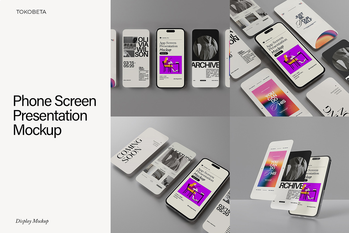 Phone Screen Presentation Mockup, an iPhone Mockup by Tokobeta (Photo 1 of 8)