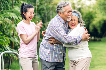 Portrait enjoy happy smiling love asian family.Senior mature fat, a Person Photo by Art_Photo