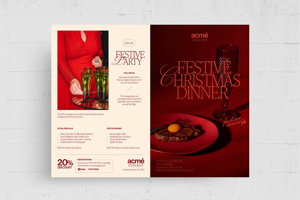 Christmas Dinner Brochure Template, a Brochure Template by BrandPacks