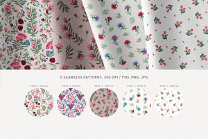 French Chintz Seamless Patterns Set