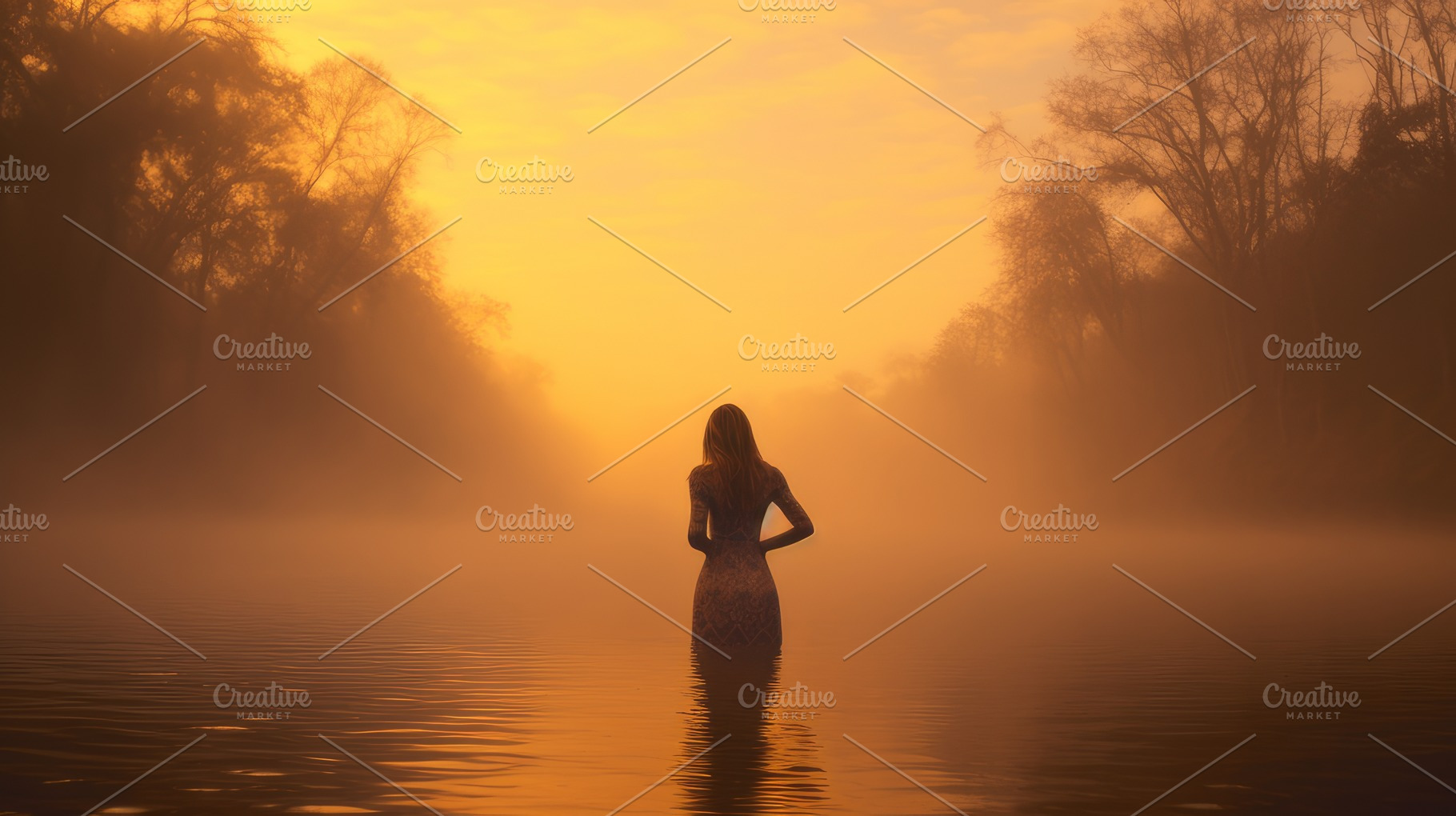 woman in river sunset, a Photo by Pictures for you!!!!!!!!!