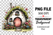 Whimsical Spring House Clipart, an Illustration by Watercolor design (Thumbnail 2 of 6)