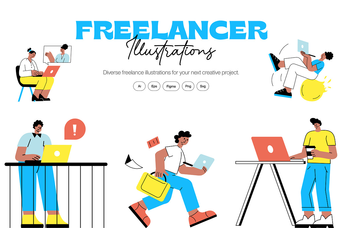 Freelancer Illustration Art Set, a Work Illustration by Vectors Market (Photo 1 of 8)