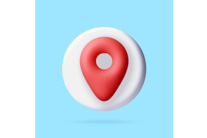 3D Red map pin icon on white circle., an Object Illustration by Abscent