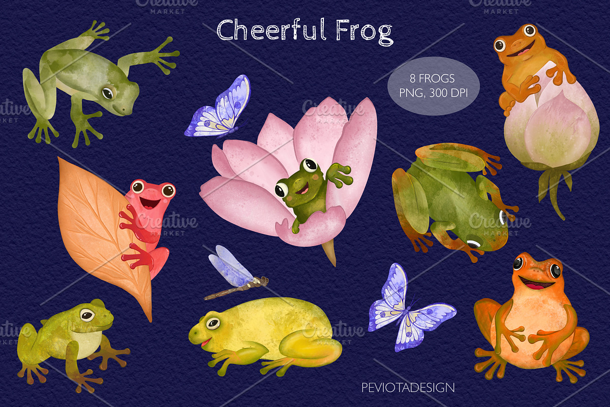 Garden collection, frogs, butterfly, a Pattern Graphic by Peviotadesign (Photo 2 of 7)