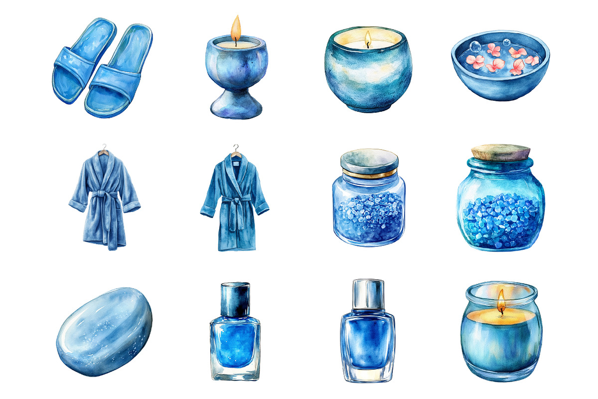 Blue Cozy Spa Day Clipart, an Illustration by Design Market (Photo 2 of 3)