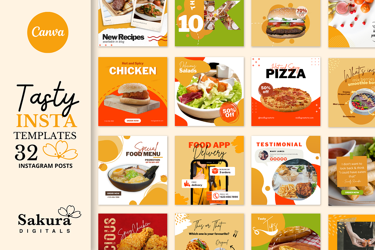 Instagram Templates: Tasty Food, a Social Media Template by Sakura Digitals (Photo 1 of 5)