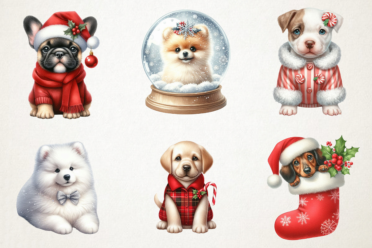 Christmas Cute Dog Sublimation Clipa, an Illustration by RobertsArt (Photo 4 of 7)