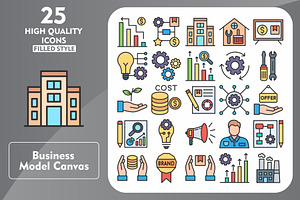 Business Model 25 Line Filled Icons, an Icon by Pexelpy