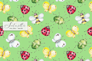 Summer Bugs Seamless Pattern