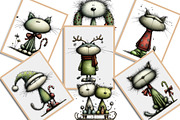 Whimsical Christmas Cats Clipart, an Illustration by Creative Art (Thumbnail 14 of 14)