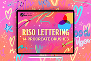 14 procreate riso lettering brushes, a Brush Add-On by laura.design (Thumbnail 1 of 8)