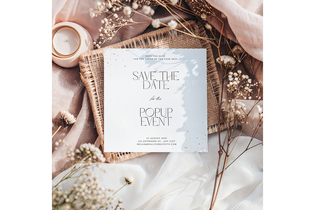 Dried Floral Square Card Mockup, a Mockup by MockupWizard (Photo 2 of 3)