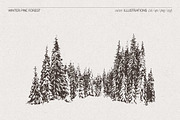 Snow-Covered Winter Pine Forest, a Seasonal Illustration by TheMountBirdStudio (Thumbnail 5 of 5)