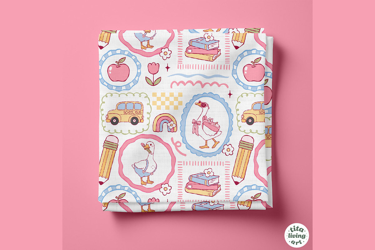 Silly Goose School Seamless Pattern, an Education Illustration by TitaLivingArt (Photo 4 of 13)