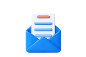 3D email icon with blue envelope and, a Technology Illustration by ModVector