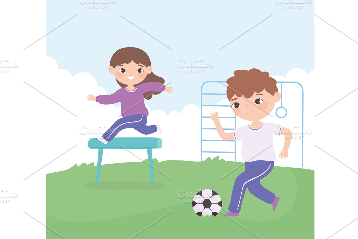 kids sport in park, a Person Illustration by studiogstock