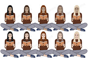 Book Lover Clipart, a Person Illustration by GlamArtZhanna (Thumbnail 4 of 5)