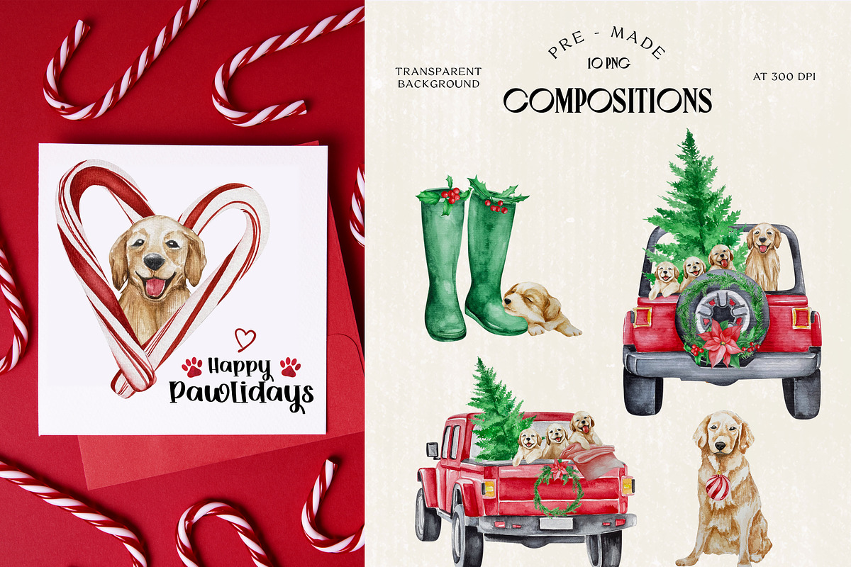 Watercolor - Christmas Pet & Friends, a Decorative Illustration by bylin_illustration (Photo 4 of 8)
