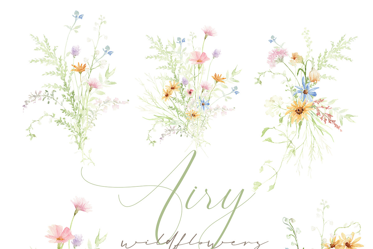 Watercolor AIRY WILDFLOWER Clipart, a Decorative Illustration by Beigetime (Photo 6 of 16)