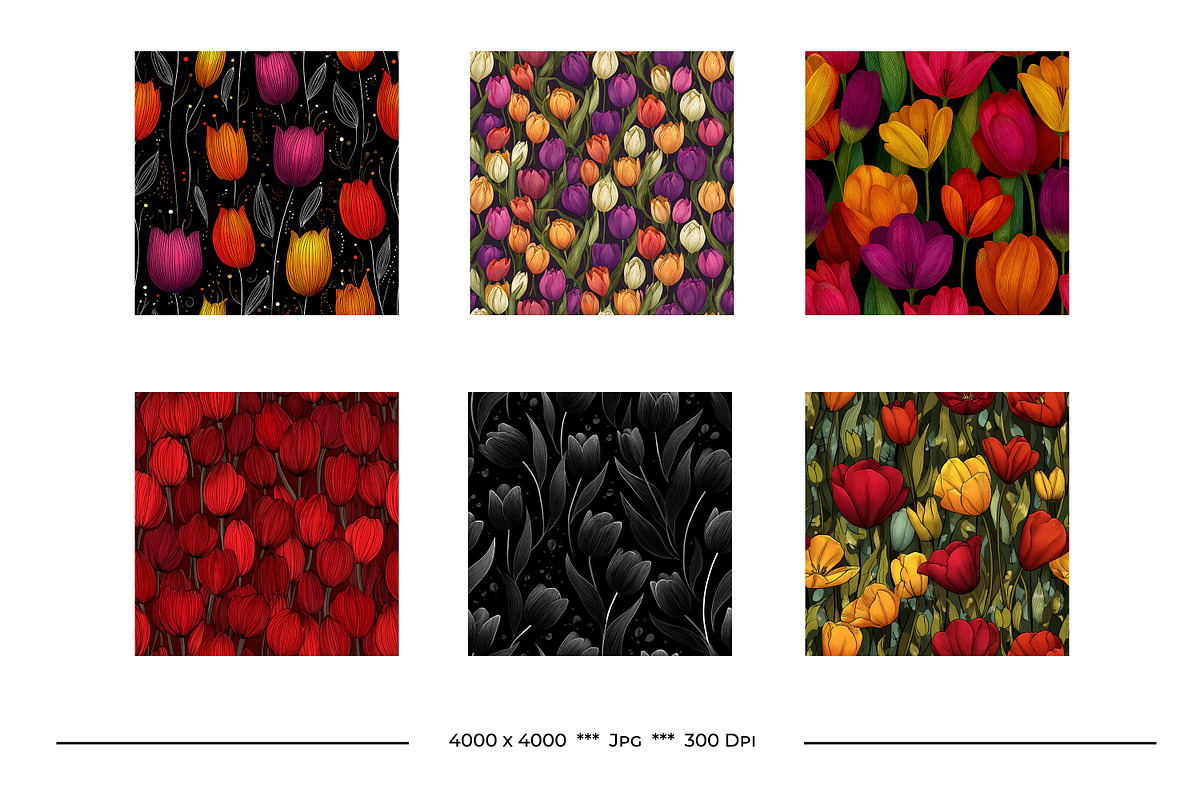 Tulip Retro Art Style Patterns, a Pattern Graphic by karenfoleyphoto (Photo 7 of 17)
