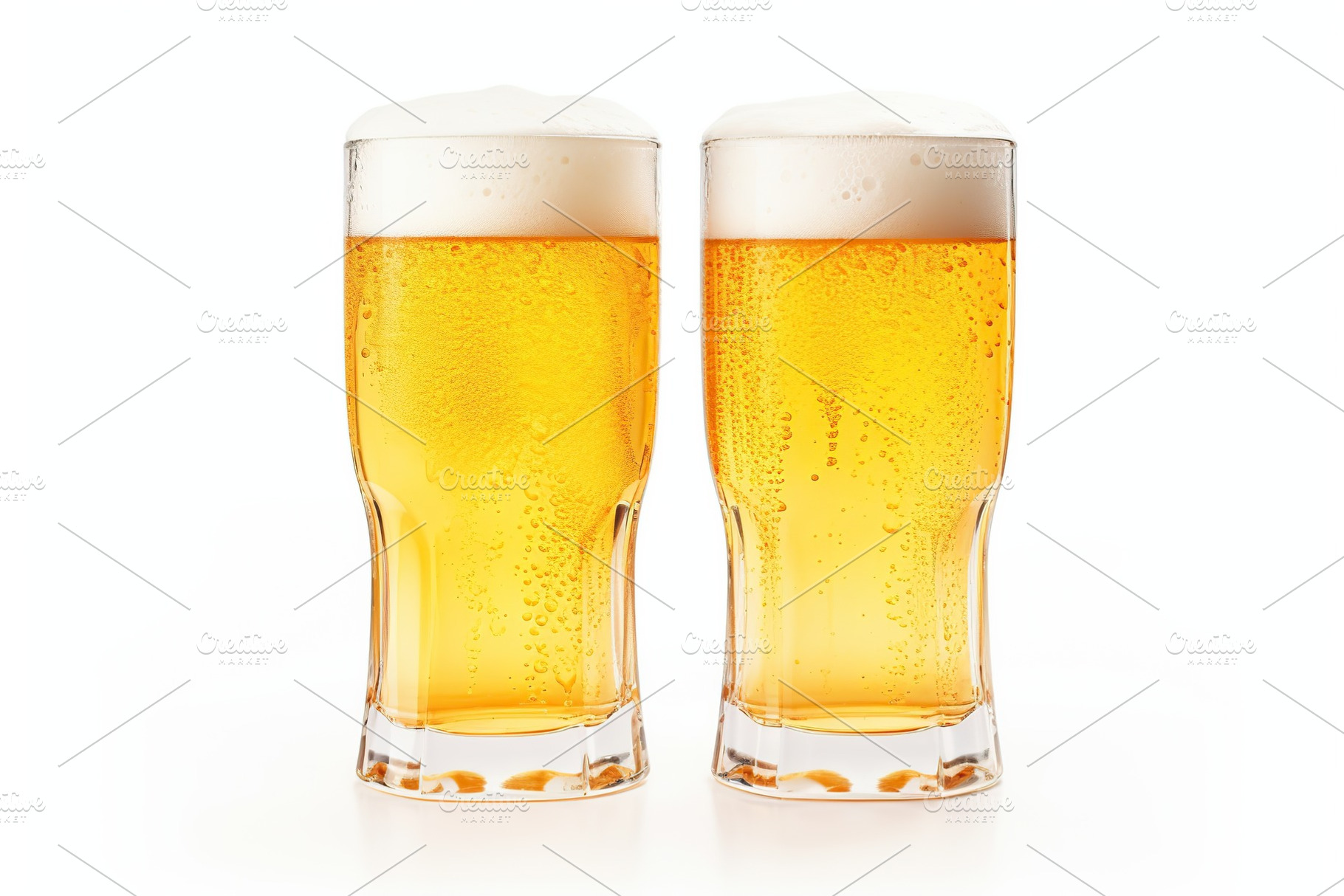 Glasses of beer isolated on white background, a Food & Drink Photo by AlyaAnd