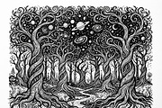 50 Mystical Galaxy Forest Silhouette, a Technology Illustration by Amazin_art (Thumbnail 4 of 34)